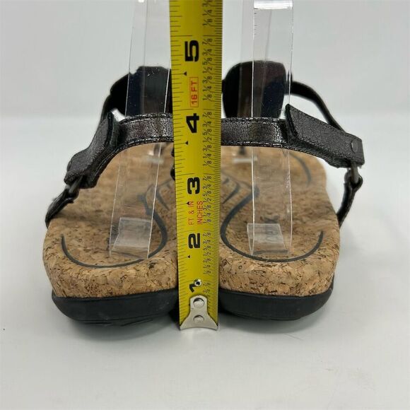 Aetrex Women's Silver Metallic Thong Slingback Sandals Cork Footbed Size 10.5-11 - Picture 8 of 13
